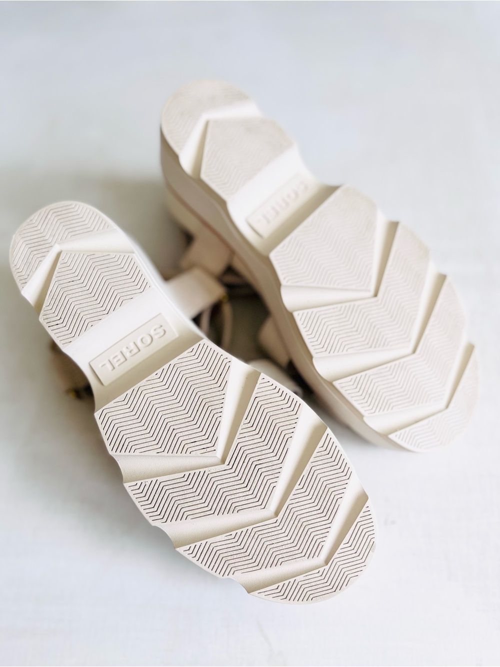 [Sorel] Joanie IV “Chalk Chalk” Leather Platform  Wedge Velcro Strap Sandal - Picture 10 of 10